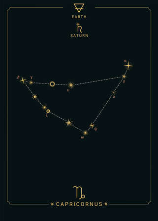 Zodiac constellation Capricornus. Symbol of the planet Saturn, element of earthのイラスト素材