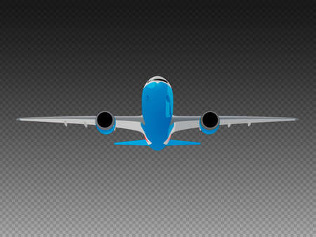 Vector airplane on a transparent background. Take-off front viewのイラスト素材