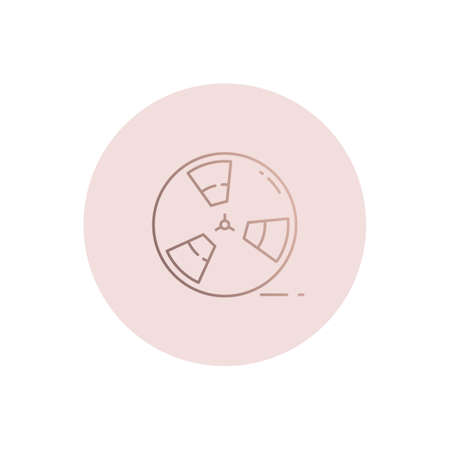 Retro audio cassette reel-to-reel type  icon. Linear styleのイラスト素材
