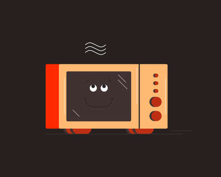 Microwave. Small household appliances character. Vector illustration.のイラスト素材
