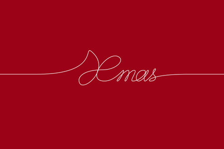 XMAS handwritten inscription. Hand drawn lettering. One line drawing of phrase. Vectorのイラスト素材