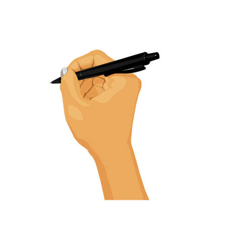 Hand writing isolated on white background. Template design. Hand pose collection.のイラスト素材