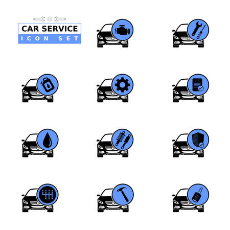 Sets of vector silhouette icon. Car service with elements for mobile concepts and web apps. collections of automotive infographic  and pictogram.のイラスト素材
