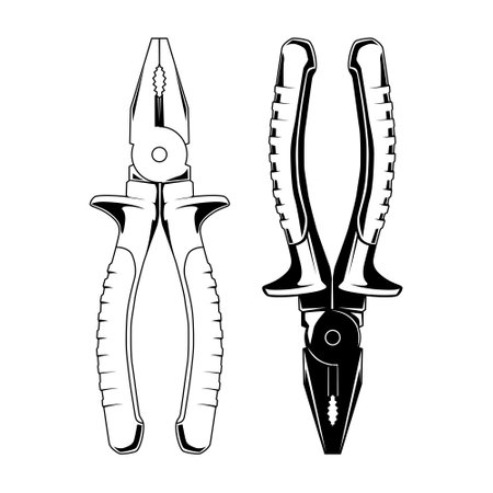 Black and white illustration of pliers vector icon. Mechanical tool collections.のイラスト素材
