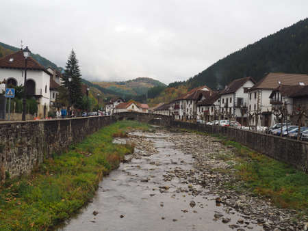 Ochagavia, town located in the Navarrese Pyrenees. Spain.の写真素材