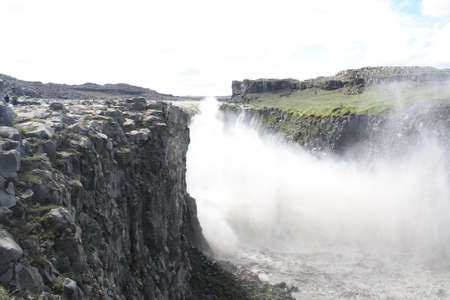 Dettifoss, an impressive waterfall in northwestern Iceland.の写真素材