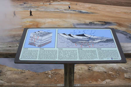 Hverir, geothermal area in Iceland with pools and gas vents.の写真素材