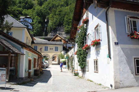 Hallstatt, beautiful Austrian town on the shores of a lake.の写真素材