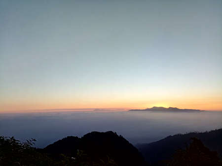 Sunset view from the top of Mount Raungの写真素材