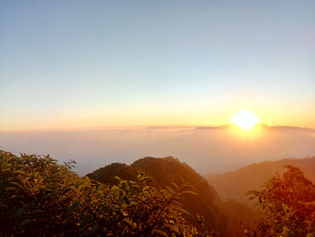 Sunset view from the top of Mount Raung