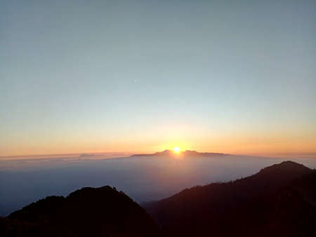 Sunset view from the top of Mount Raungの写真素材