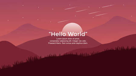 Vector banners with polygonal landscape illustrationのイラスト素材