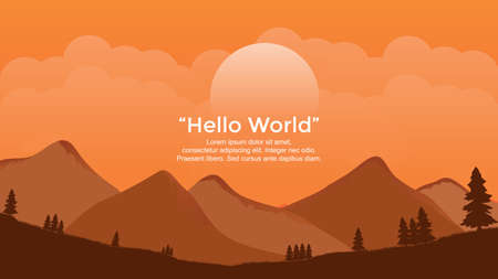 Vector banners with polygonal landscape illustrationのイラスト素材