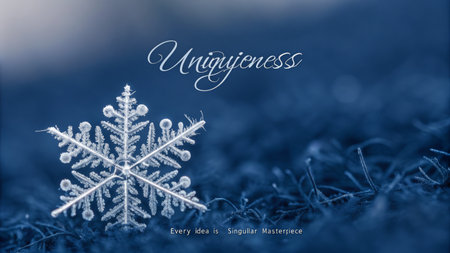 Intricate snowflake rests against a soft, blue backdrop, perfect for representing winter's delicate splendor, showcasing nature's unique artistry and frozen elegance.の素材