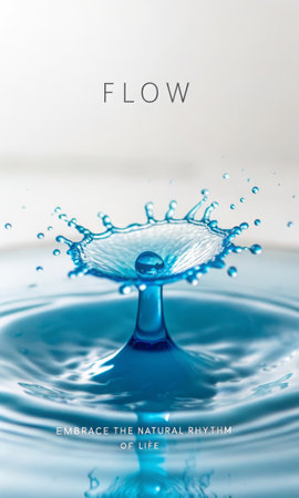 Captivating water drop impact creating an exquisite splash and concentric ripples in a fluid motion, showcasing the intricate beauty of liquid dynamics and natural forces, perfect for evoking freshness and energy.の素材