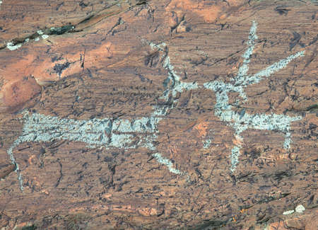Ancient rock paintings in the Mongolian Altai Mountainsのeditorial素材