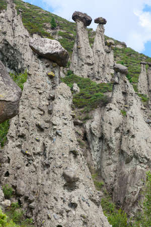 Stone mushrooms rocks. Natural phenomenon in Altai mountains. Russia.の写真素材