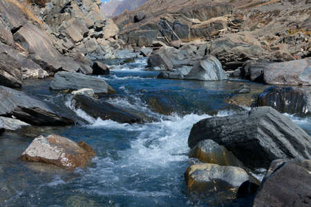 clear water in the rugged mountain river outdoors