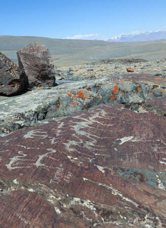 Rock paintings from the Bronze Ageの写真素材