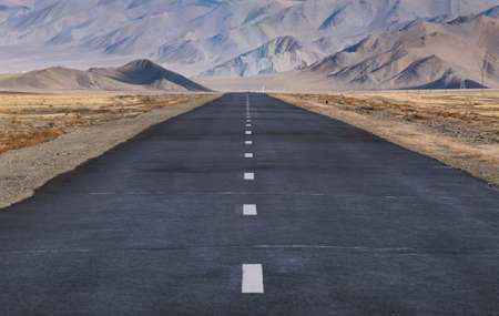road in the middle of the steppe of Mongolia