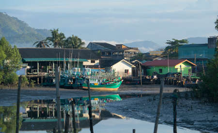 Morning in the fishing village in Thailandの写真素材