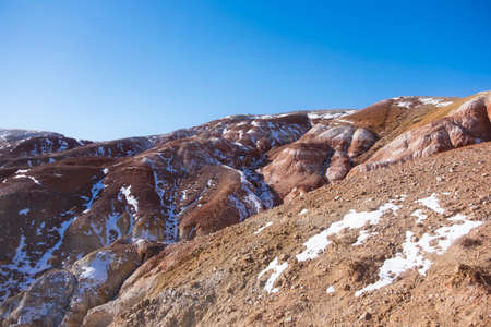 Clay red canyon in the mountainsの写真素材
