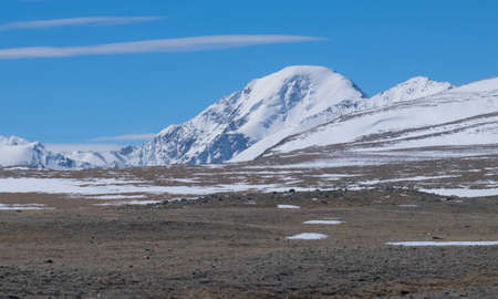Dzhaniiktu sacred peak in the Altai Mountains in Central Asiaの写真素材