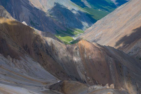 Motley mountains built of sedimentary materialsの写真素材