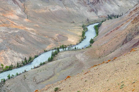 Glacial river in the mountains. Beautiful landscapeの写真素材