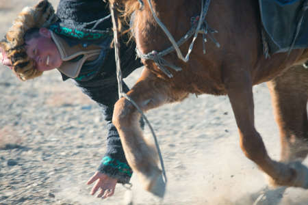 OLGIY, MONGOLIA - OCTOBER 2011;  Festival of falconry in North West Mongolia. Kazakh national sport
