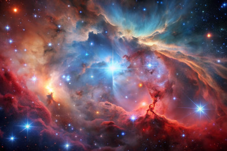 Stars of a planet and galaxy in a free space Elements of this image furnished by NASA