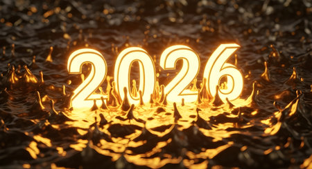 Happy New Year 2016. 3D illustration. Gold numbers 2016 on a black background.の素材