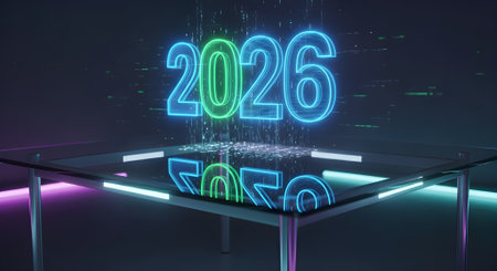 New year 2016 neon 3d rendering. New Year 2016 is coming concept.の素材