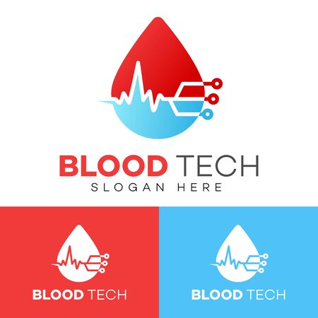 Blood technology logo design template isolated on white background from blood healthcare collection. Vector logo concept design template for medical serviceのイラスト素材