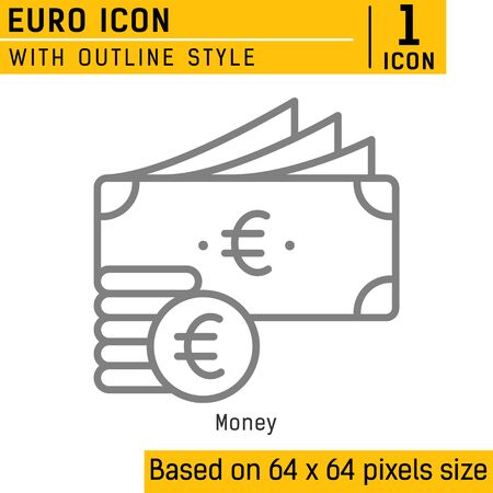 Euro currency premium vector icon with line style isolated on white background from finance collection. Vector illustration concept design template for web design, mobile app, business, UI and UXのイラスト素材