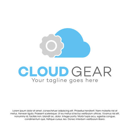 service gear cloud  icon design concept template. Gear with cloud symbol vector  design template isolated on white background. Design template for business, sticker or label, industrialのイラスト素材
