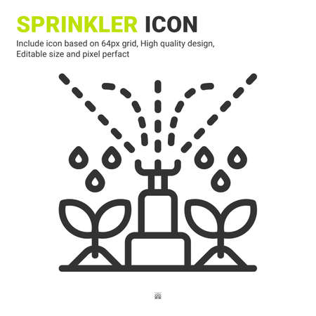 Sprinkler icon vector with outline style isolated on white background. Vector illustration watering sign symbol icon concept for digital farming, logo, business, agriculture, apps and all projectのイラスト素材