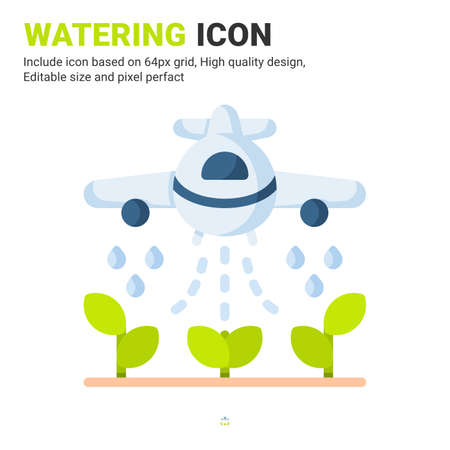 Watering icon vector with flat color style isolated on white background. Vector illustration irrigation sign symbol icon concept for digital farming, technology, industry, agriculture and all projectのイラスト素材