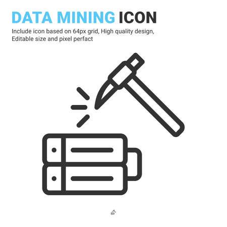 Data mining icon vector with outline style isolated on white background. Vector illustration database sign symbol icon concept.のイラスト素材