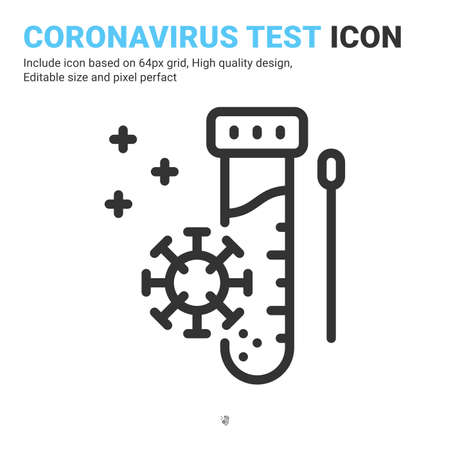 Coronavirus test icon with filled line style isolated on white background. Vector graphics illustration covid 19 virus test outline sign symbol icon concept for mobile concept, logo, ui and web designのイラスト素材
