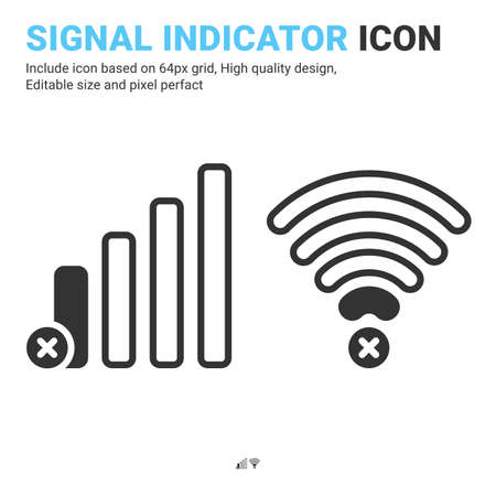 Empty network level vector icon isolated on white background. Vector design signal indicator, mobile carrier level, radio strength level sign symbol icon concept for apps, connection and technologyのイラスト素材