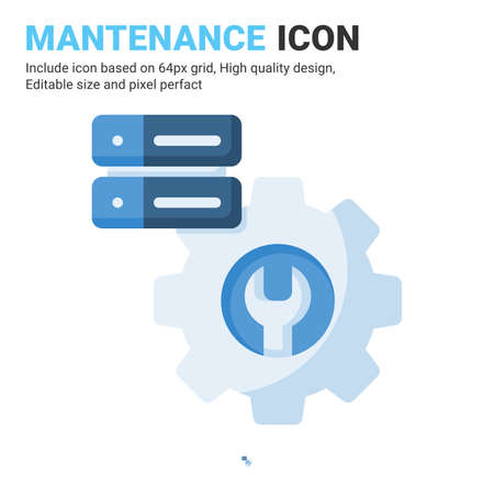 Mantenance icon vector with flat color style isolated on white background. Vector illustration settings sign symbol icon concept for digital IT, logo, industry, technology, apps, web and all projectのイラスト素材