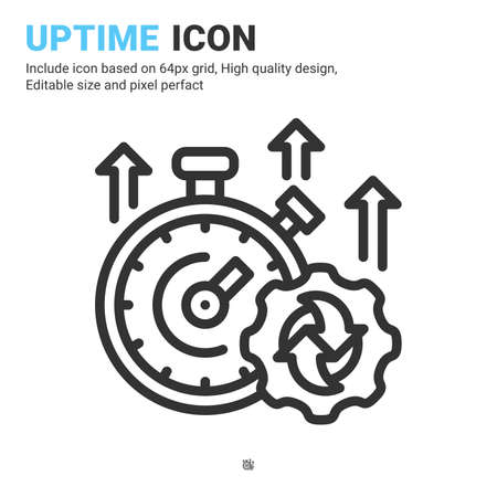 Uptime icon with outline style isolated on white background. Vector illustration simple linear element thin stroke sign symbol icon design template for web, ui, ux, website, mobile apps and projectのイラスト素材