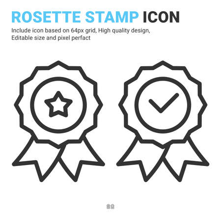 Rosette stamp icon in line style isolated on white background. Vector illustration of concept icon...