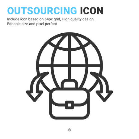 Outsourcing icon vector with outline style isolated on white background. Vector illustration outsource sign symbol icon concept for business, finance, industry, company, apps, web and projectのイラスト素材