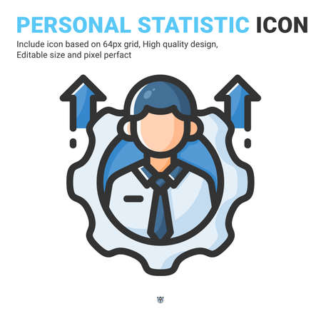 Personal development icon vector with outline color style isolated on white background. Vector illustration worker sign symbol icon concept for business, finance, industry, company, web and projectのイラスト素材