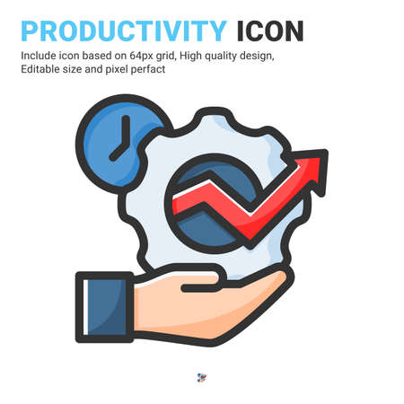 Productivity icon vector with outline color style isolated on white background. Vector illustration progress sign symbol icon concept for business, finance, industry, company, apps, web and projectのイラスト素材