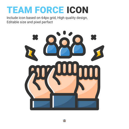 Team force icon vector with outline color style isolated on white background. Vector illustration teamwork sign symbol icon concept for business, finance, industry, company, apps, web and all projectのイラスト素材