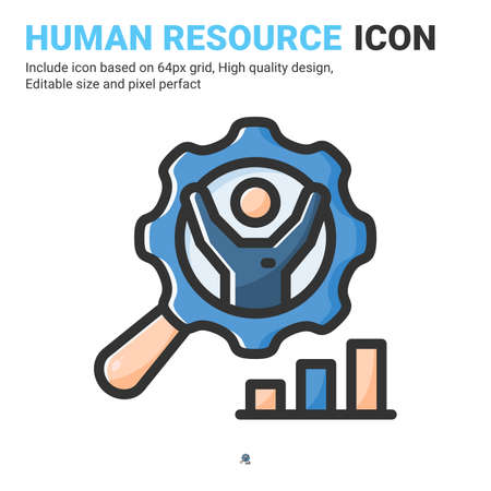 Human resource icon vector with outline color style isolated on white background. Vector illustration employee sign symbol icon concept for business, finance, industry, company, web, apps and projectのイラスト素材