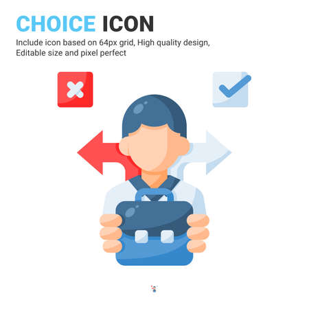 Choice icon vector with flat color style isolated on white background. Vector illustration selection sign symbol icon concept for business, finance, industry, company, web, apps, ui, ux and projectのイラスト素材